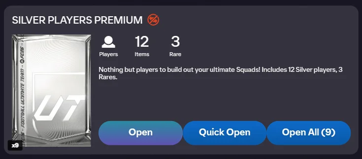 Packs grouped by type for bulk opening