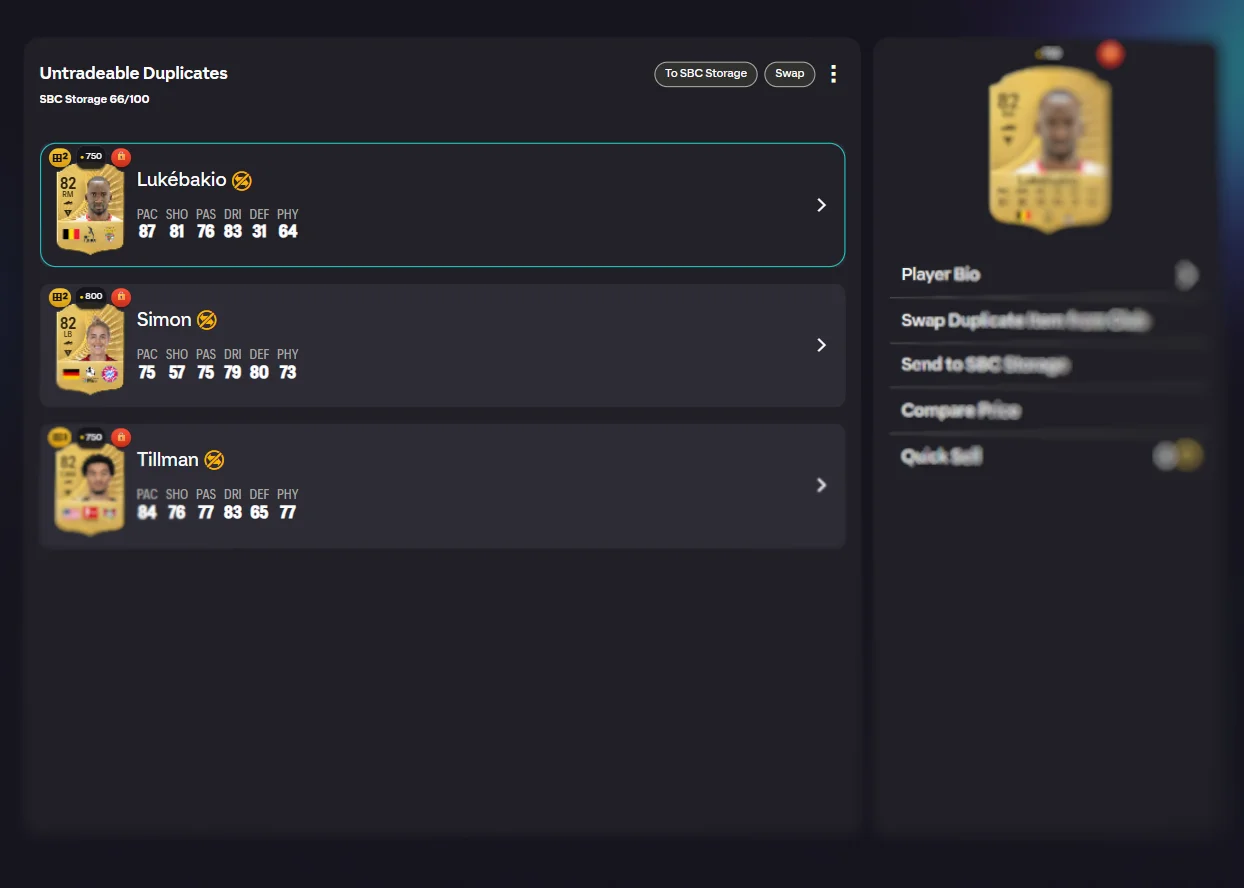 Duplicate player detection in unassigned items