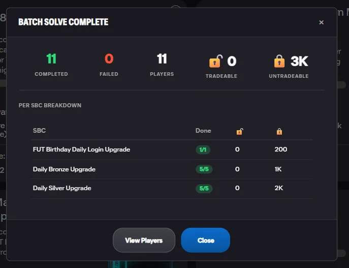 Batch solve results summary