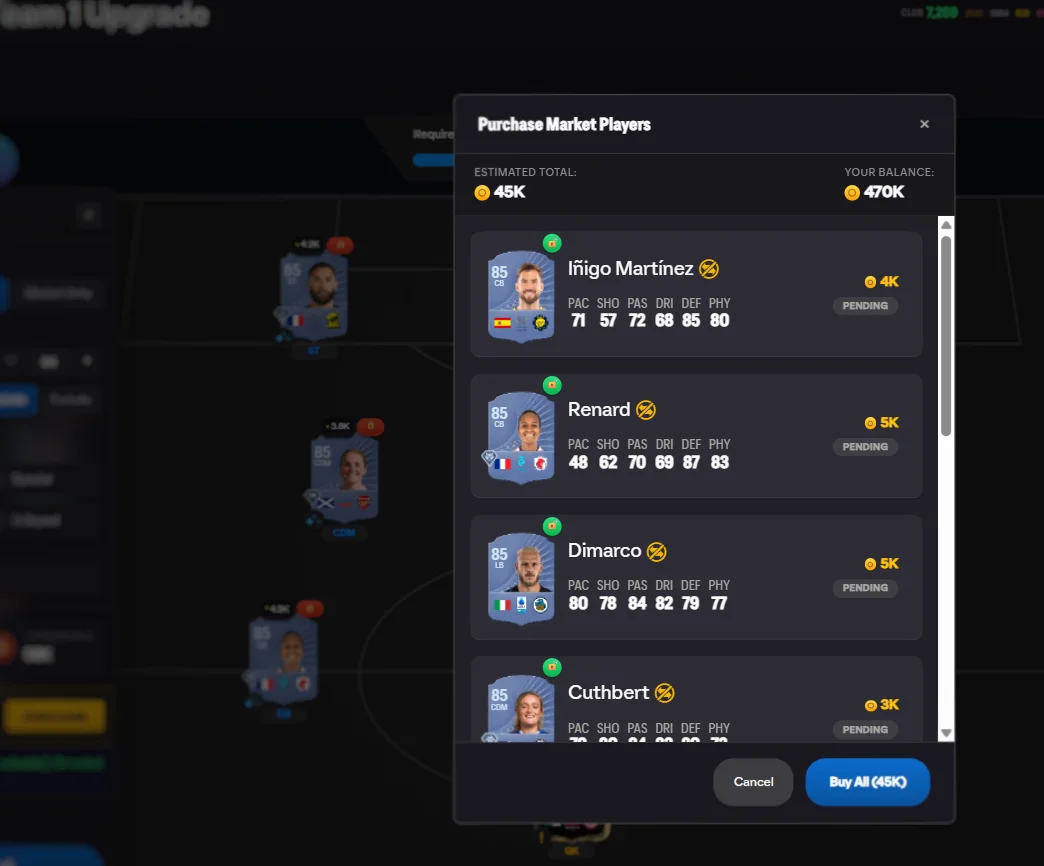 Market purchase modal