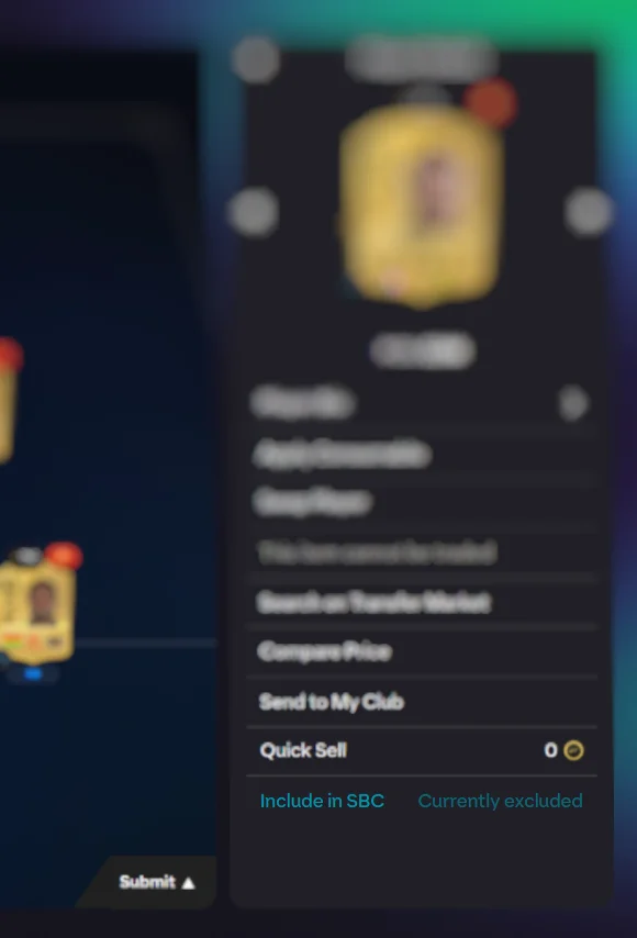 Include in SBC button