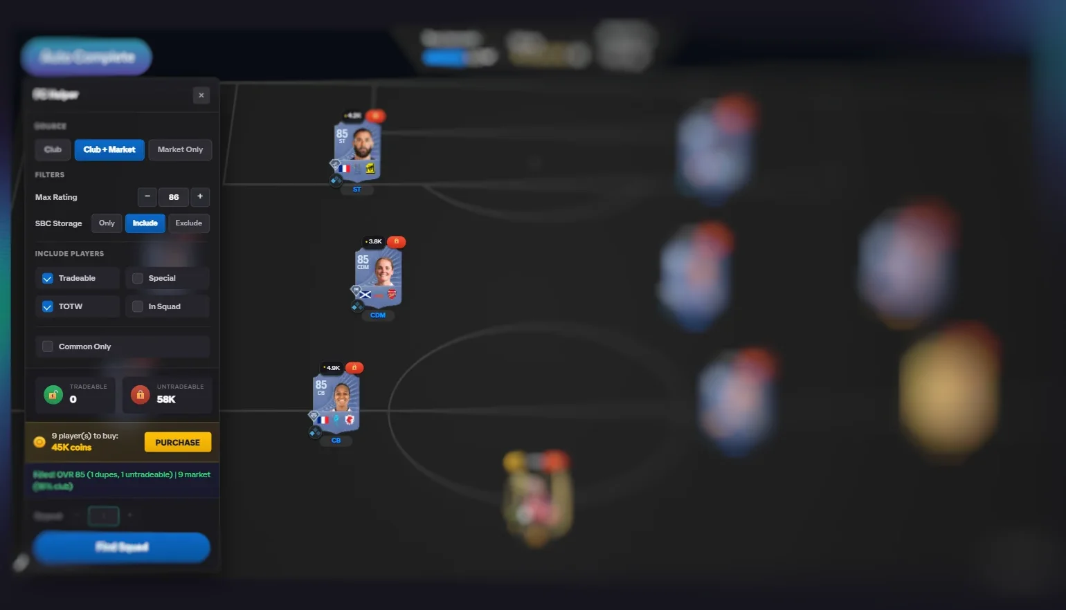 Market purchase button for concept players