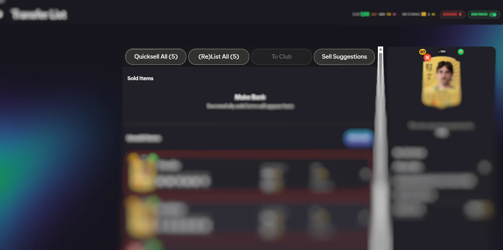 Transfer list bulk action buttons